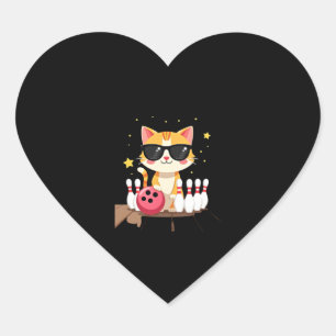 Sticker Cœur Chat mignon Avec Lunettes De Soleil Chat Jouer Bow