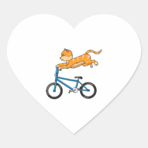 Sticker Cœur Chat Monte Un Bmx