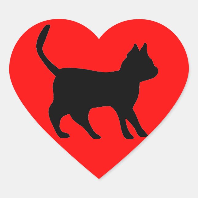 Sticker Cœur Chat noir (Devant)