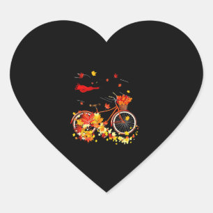 Sticker Cœur Chat Noir Automne Drôle Automne Vélo D'Automne Lou