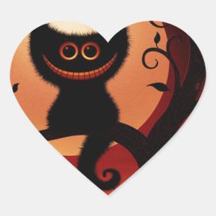 Sticker Cœur Chat noir de Whimsical
