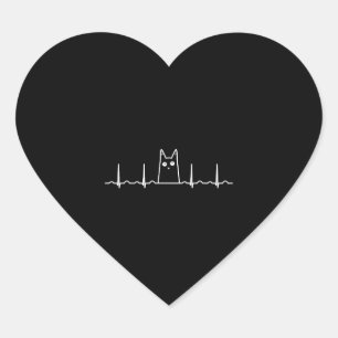 Sticker Cœur chat noir enfants cadeau battement de coeur