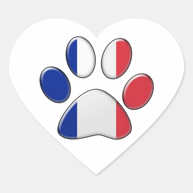 Sticker Cœur Chat patriote français (Devant)