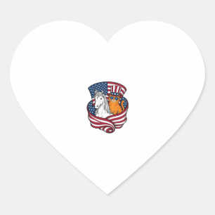 Sticker Cœur Chat patriotique et licorne vintage vecteur concep