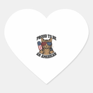 Sticker Cœur Chat patriotique fier d'être américain vecteur vin