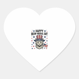 Sticker Cœur Chat Patriotique Meow-morial Day Design Vector Vin
