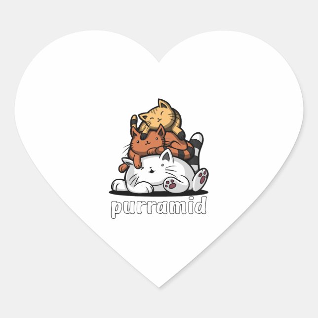 Sticker Cœur Chat Pyramid Purramid Cute Kittens (Devant)