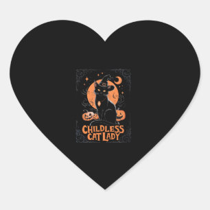 Sticker Cœur Chat sans enfant Lady Halloween élection sorcière 