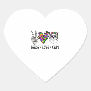Sticker Cœur Chat Secourir Tie Dye Peace Love Chats Halloween C