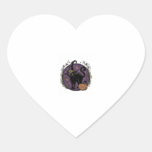 Sticker Cœur Chat sorcière vintage Halloween vecteur conception