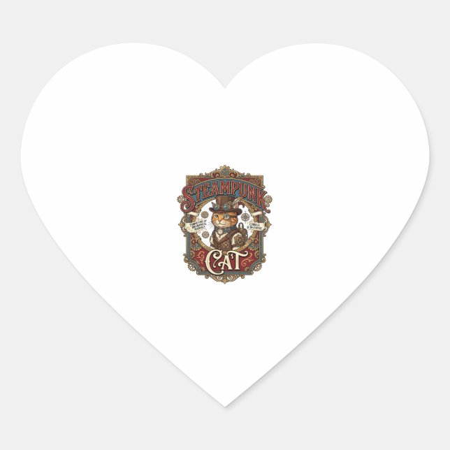 Sticker Cœur Chat Steampunk Steampunk Chat Vintage (Devant)