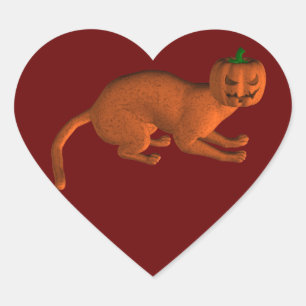 Sticker Cœur Chat Tigre Halloween