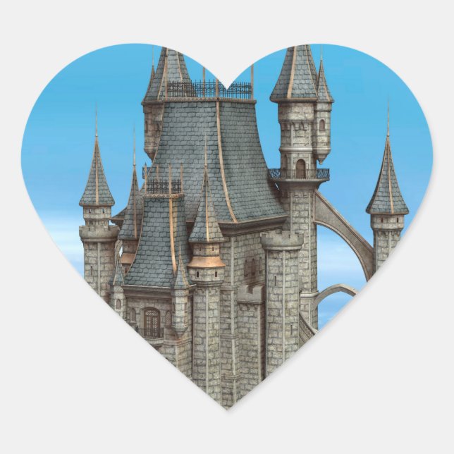 Sticker Cœur Château de conte de fées (Devant)
