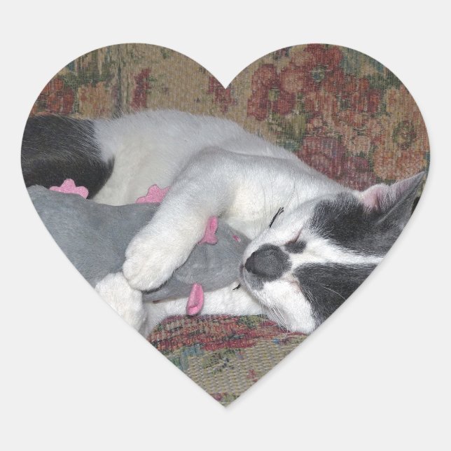 Sticker Cœur Chaton couchant (Devant)