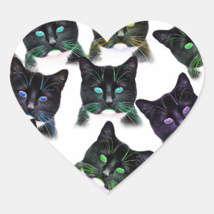 Sticker Cœur Chats cool