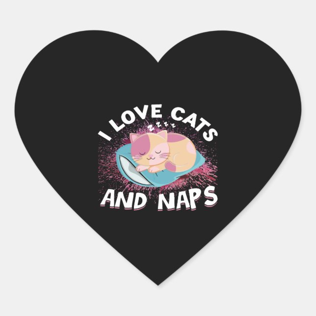 Sticker Cœur Chats marrants avec Citation Chat-Lover (Devant)