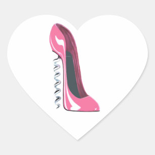 Sticker Cœur Chaussure à vis rose haut talon Stiletto