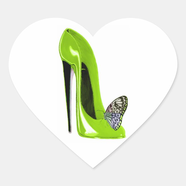 Sticker Cœur Chaussure et papillon Lime Green Stiletto (Devant)