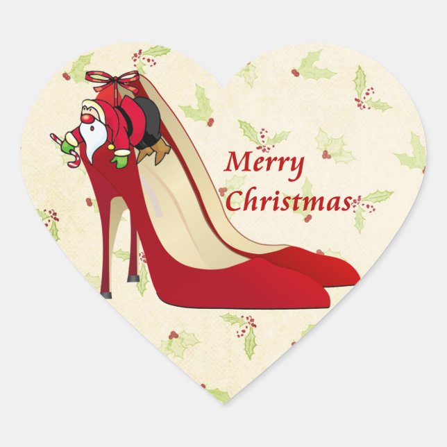 Sticker Cœur Chaussures Red High Heel / Père Noël Elf (Devant)