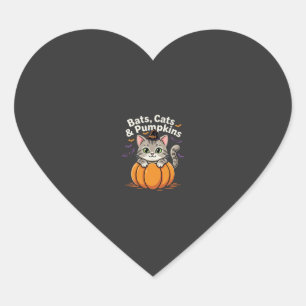 Sticker Cœur Chauves-souris de Halloween Chats et Citrouilles C