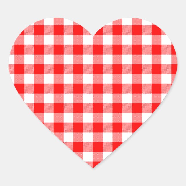 Sticker Cœur Checks Red and White Gingham (Devant)