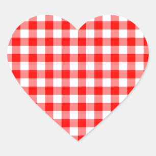 Sticker Cœur Checks Red and White Gingham