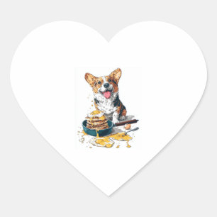 Sticker Cœur Chef Corgi - Drôle chien de Cuisine