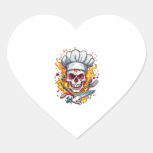 Sticker Cœur Chef cuisinier de crâne Master