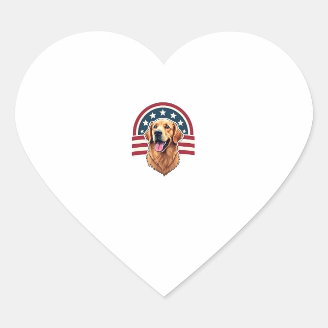 Sticker Cœur Chemise à motif arc-en-ciel de Golden Retriever pa (Devant)