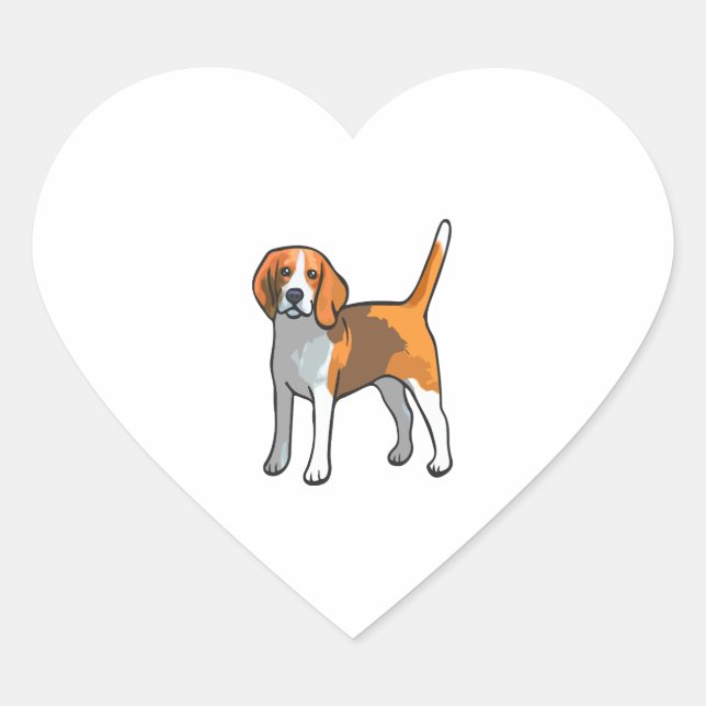 Sticker Cœur Chemise beagle Chien T (Devant)