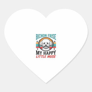 Sticker Cœur Chemise Bichon Frise Esprit Vintage Chien Art_1