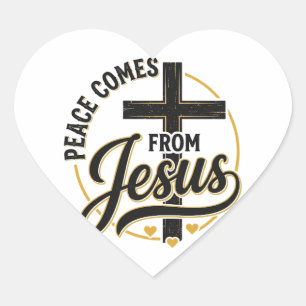 Sticker Cœur Chemise chrétienne croix de Jésus La paix vient de