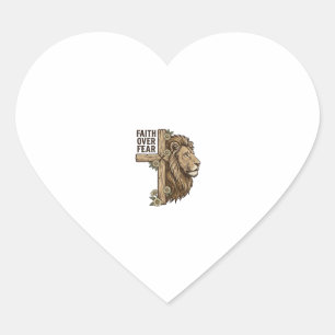 Sticker Cœur Chemise chrétienne vintage Croix Lion La Foi Sur L