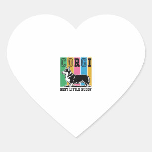 Sticker Cœur Chemise Corgi Love Gravure Vintage Silhouette de C