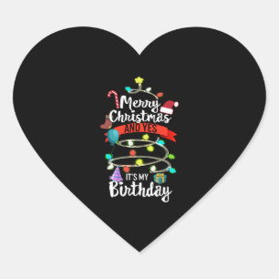 Sticker Cœur Chemise D'Anniversaire De Noël, Joyeux Noël Et Oui