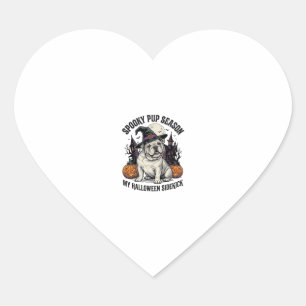 Sticker Cœur Chemise de Bulldog Halloween Sorcière Mignonne Gra