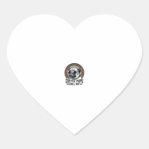 Sticker Cœur Chemise de chien de café rétro Chill Pug Graphique
