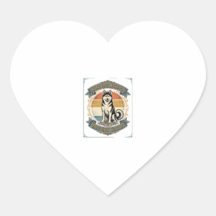 Sticker Cœur Chemise de chien Husky Gravure vintage Un chien de
