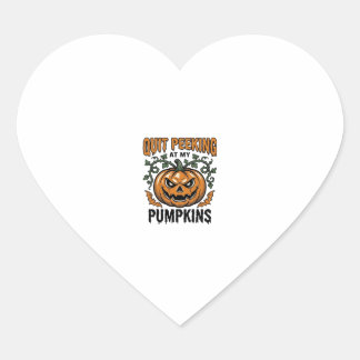 Sticker Cœur Chemise de citrouille d'Halloween Gravure vintage 