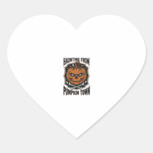 Sticker Cœur Chemise de citrouille d'Halloween Vintage Jack O L