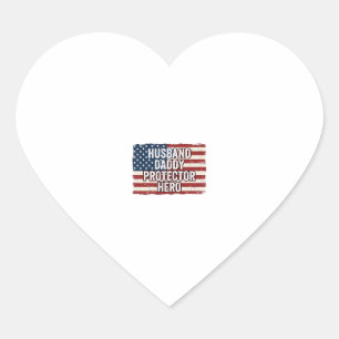 Sticker Cœur Chemise de drapeau de héros protecteur mari papa p