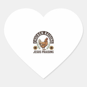 Sticker Cœur Chemise de ferme vintage louant Jésus et élevant d