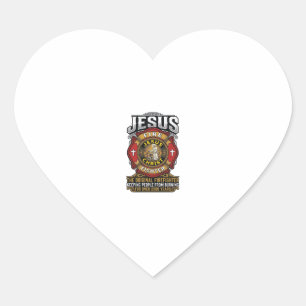 Sticker Cœur Chemise de foi chrétienne vintage Jésus pompier
