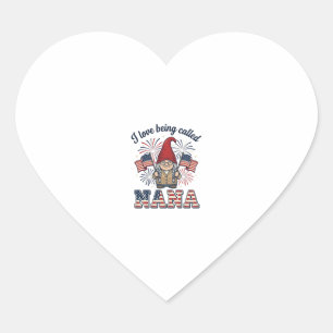 Sticker Cœur Chemise de grand-mère vintage Gnome Nana patriotiq