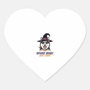 Sticker Cœur Chemise de Husky Halloween Sorcière Chien Graphiqu