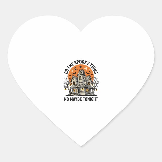 Sticker Cœur Chemise de Maison Hantée Effrayant Design Hallowee (Devant)