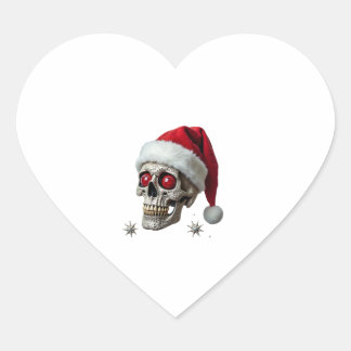 Sticker Cœur Chemise de Noël avec crâne de sucre et chapeau de