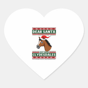 Sticker Cœur Chemise de Noël dégueu Cheval Clydesdale Noël Équi