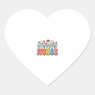 Sticker Cœur Chemise de style vintage à lettres bulles Floral N