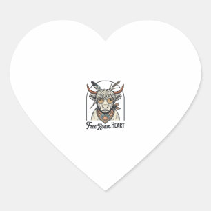 Sticker Cœur Chemise de vache Highland Esprit libre Gravure vin